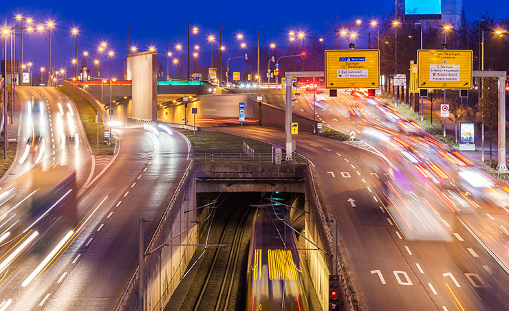 Abendverkehr in Stuttgart