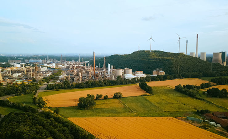 Gelsenkirchener Luftbild mit Ölfabrik